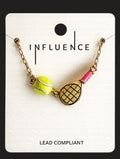 Tennis Ball with Pink Racket Necklace